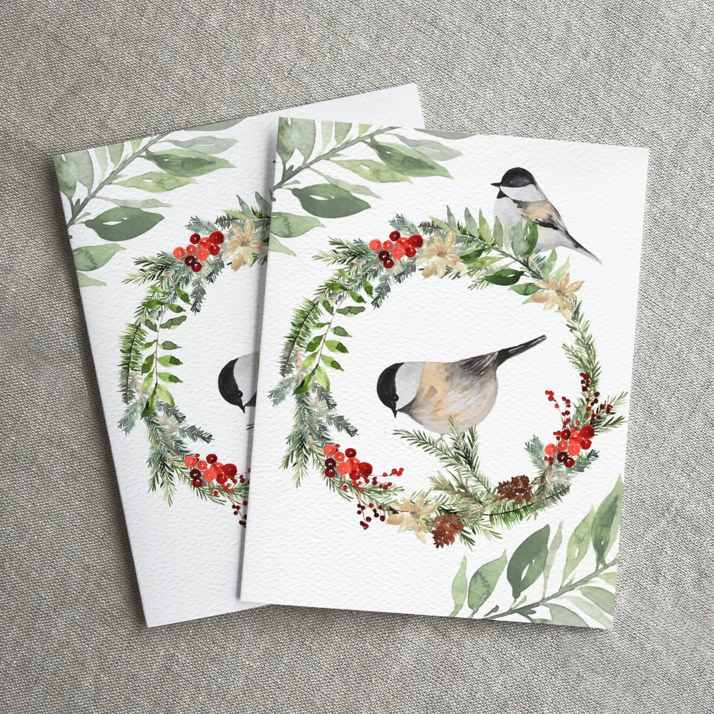 Winter Chickadee, Christmas Bird Holiday Cards