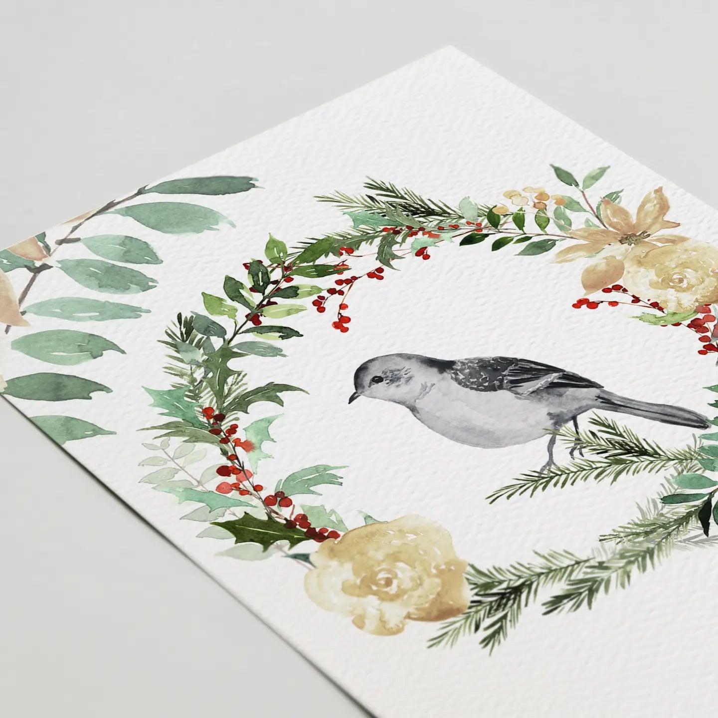 Happy Holiday Card, Christmas Winter Bird, Greeney
