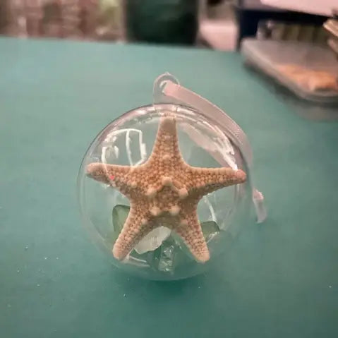 Seaglass Starfish Ornament w/name tag