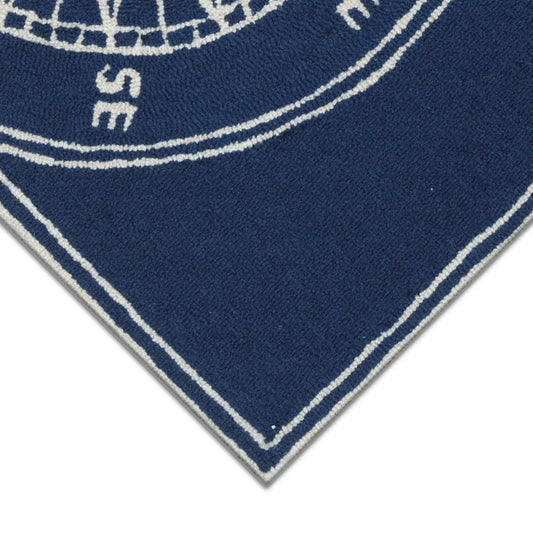 Front porch Compass Indoor/Outdoor Rug, Navy 1'8"x2'6"