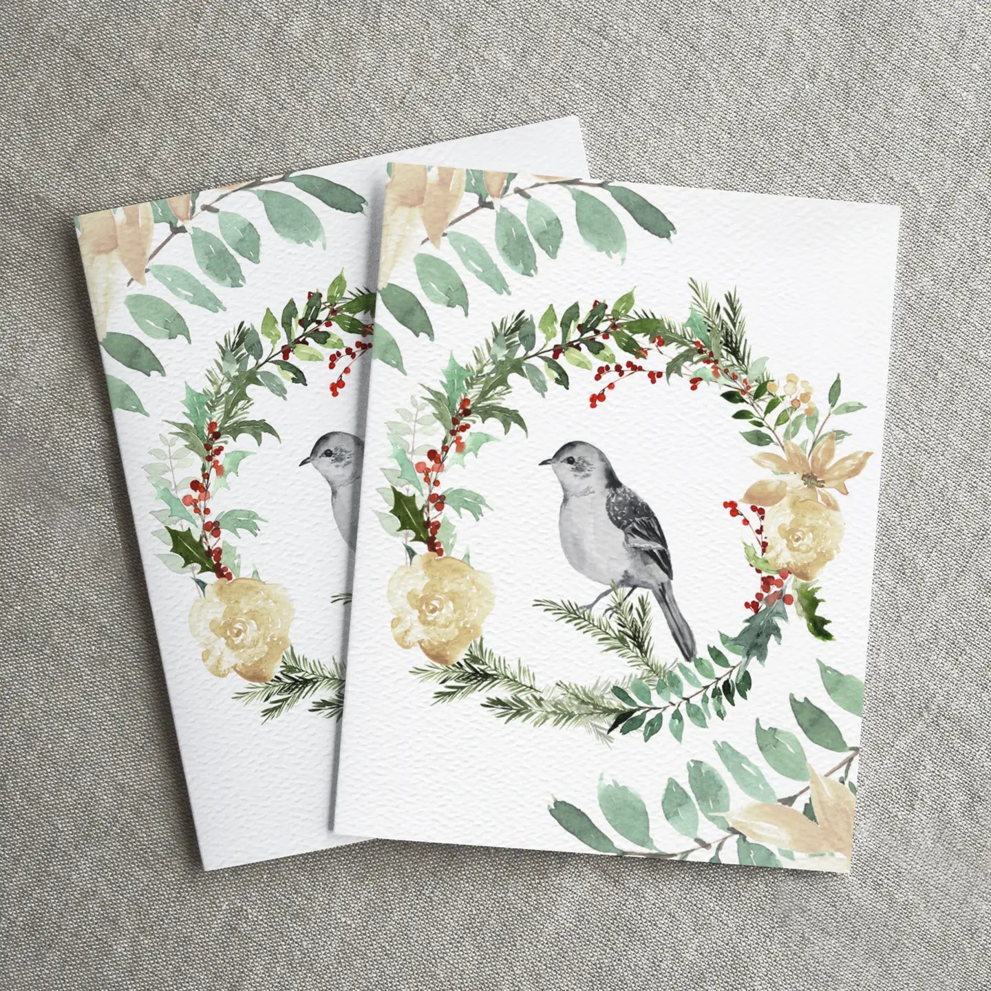 Happy Holiday Card, Christmas Winter Bird, Greeney