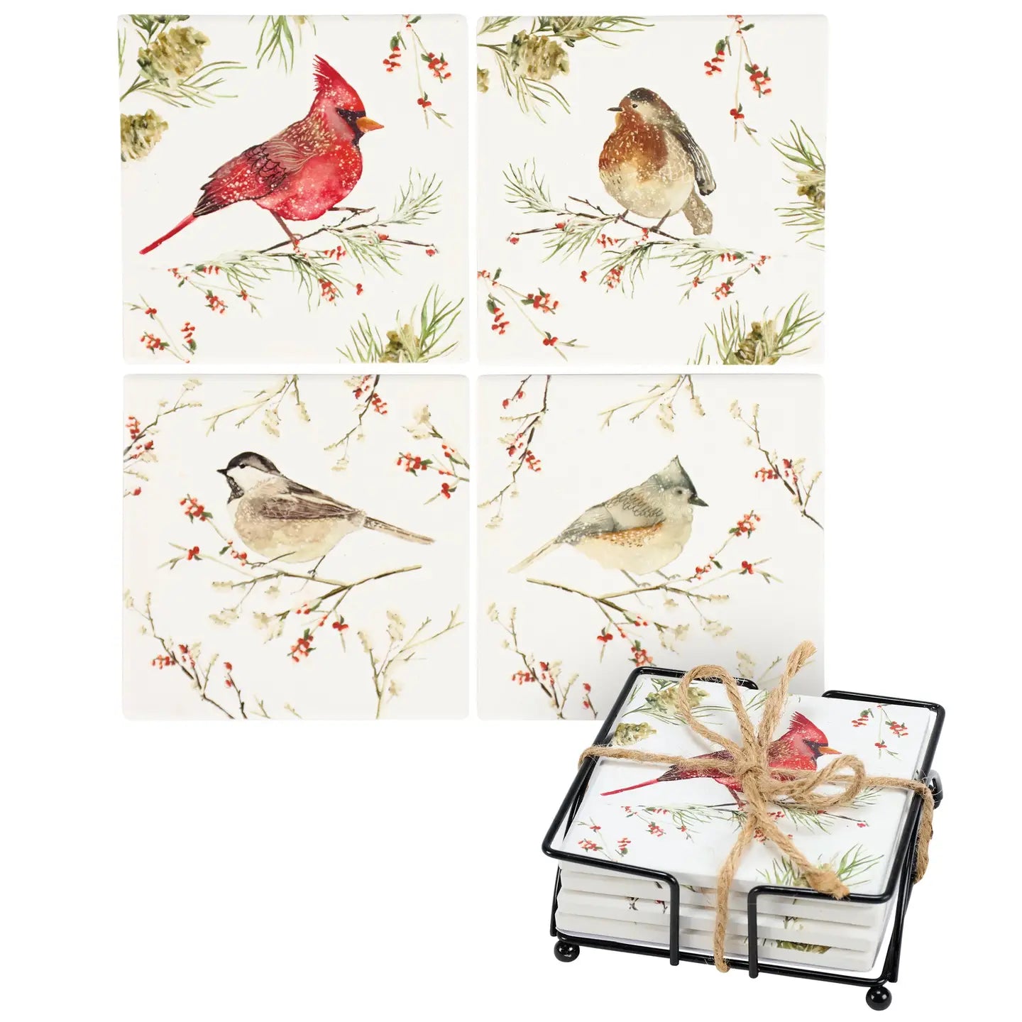Winter Birds Coaster Set
