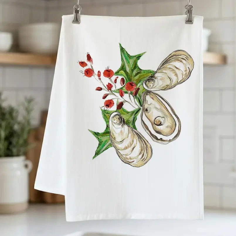Oyster Mistletoe Kitchen Towel