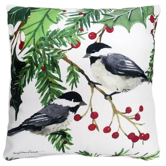 Holiday Chickadee 18X18 Pillow