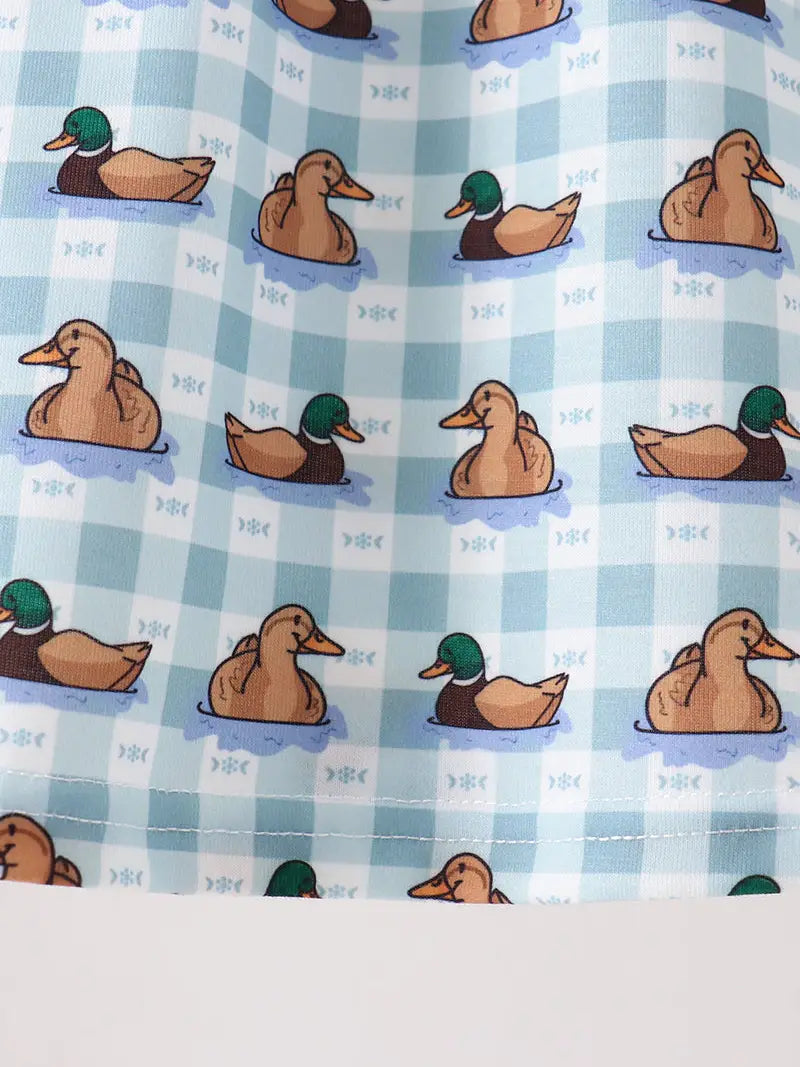 Blue, Mallard Duck-embroidery dress