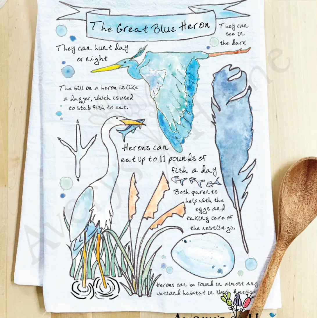 All about the Blue Heron tea towel