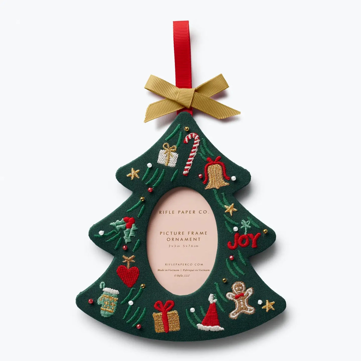 Christmas Tree embroidered frame orn.