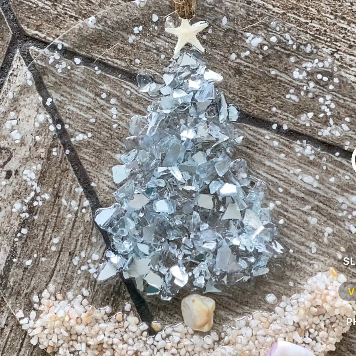 Coastal Christmas Ornament-Silver with Shells