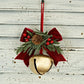 6.5" Long Gold Sleigh Bell with pine and Burgundy Bow