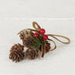 6" Long Hanging Decor-birch cones with red berries