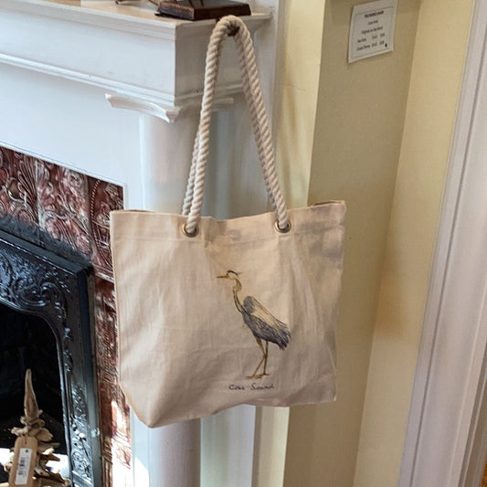 Blue Heron Tote Bag with Core Sound