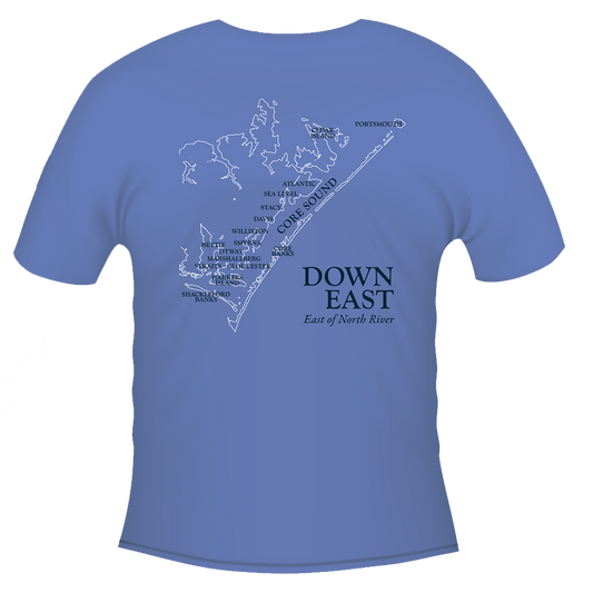 T-Shirt DE Map Outline, Flo Blue SS