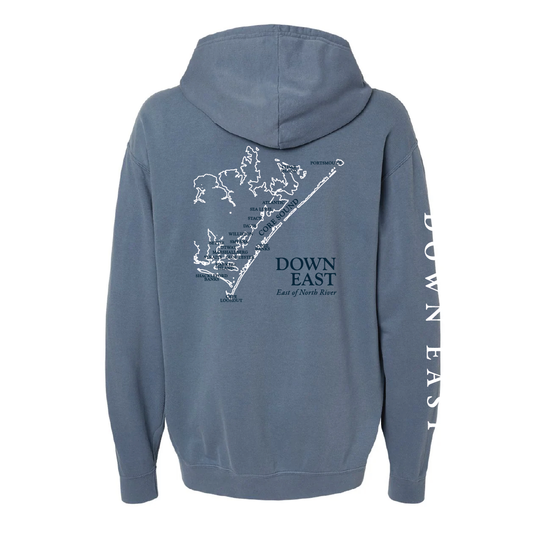 DE Map Hoodie Sweatshirt, Blue Jean