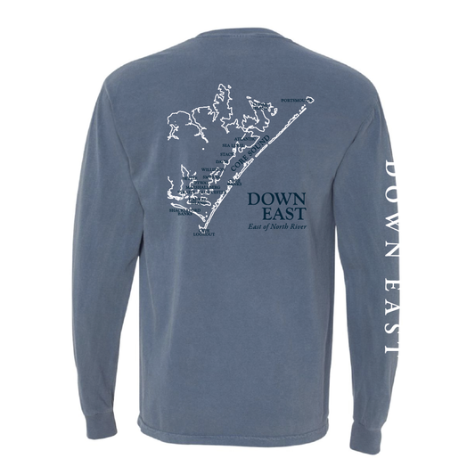 DE Map LS Tee Shirt with Pocket, Blue Jean