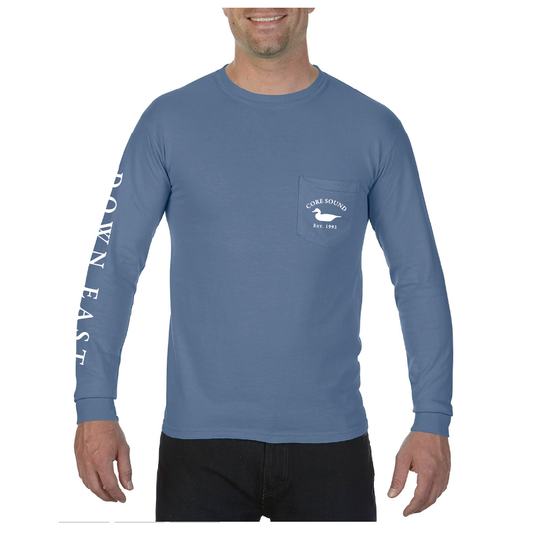DE Map LS Tee Shirt with Pocket, Blue Jean