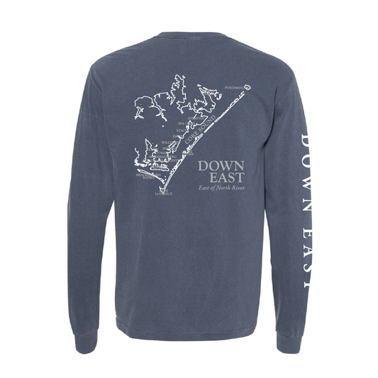 DE Map LS Tee Shirt with Pocket, Denim