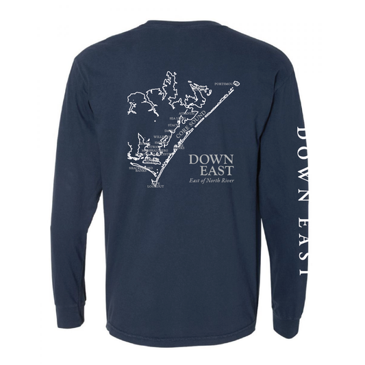 DE Map LS Tee Shirts, True Navy