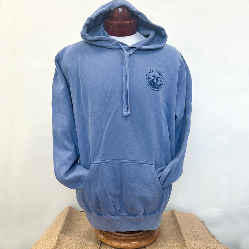 Blue Jean, Hooded Pullover Sweatshirt Down East Map Outline