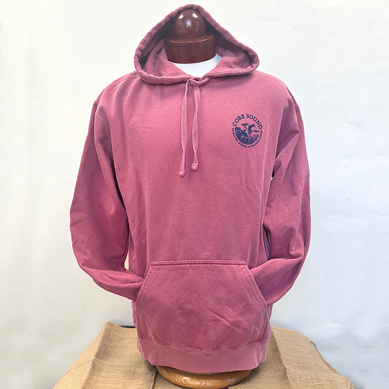 Crimson, Hooded Pullover Sweatshirt DE Map Outline