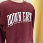 Down East LS Crew-Neck Oversized Corded Top, Maroon/White