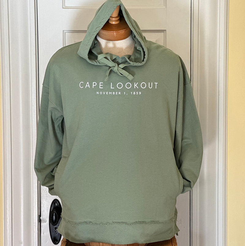 Cape Lookout "Salty Tour" LS Hooded, Sage/White