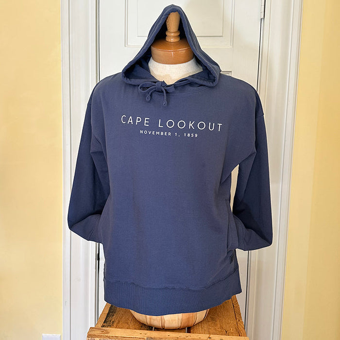 Cape Lookout "Salty Tour" LS Hooded, Denim/White