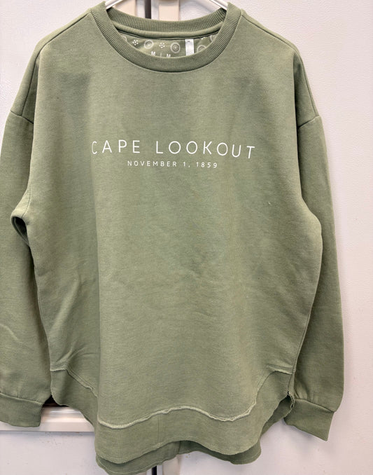 Cape Lookout L/S/ crew-rounded bottom-Sage