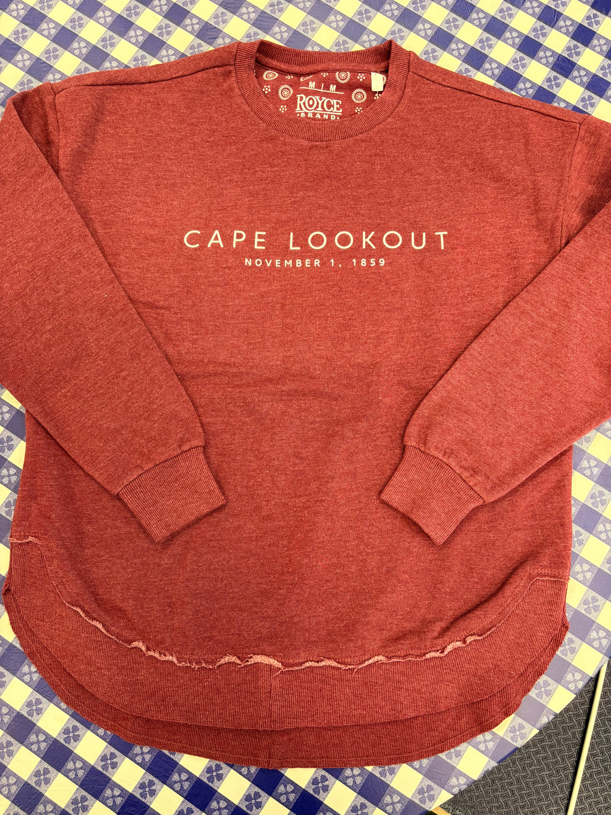 Cape Lookout L/S crew-rounded bottom-Maroon