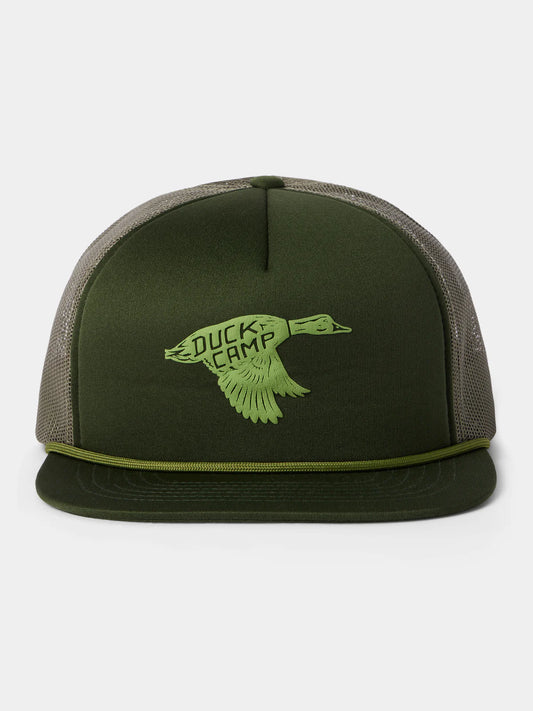 Duck Camp, Mallard Retro Trucker Forest Green