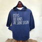 Favorite Things Hooded Terry Fleece in Denim w/ White