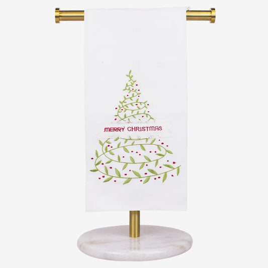 Christmas Tree Vine Hand Towel White/Green/Red 20x28