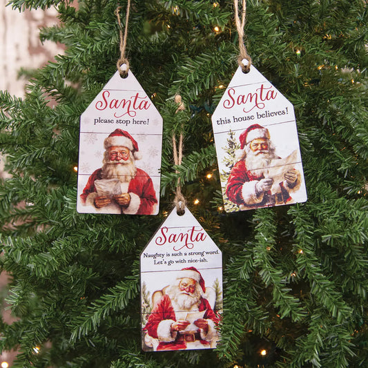 Vintage Santa Believe Wooden Tag
