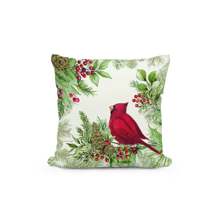 Cardinal & Berries 2 18X18 Pillow