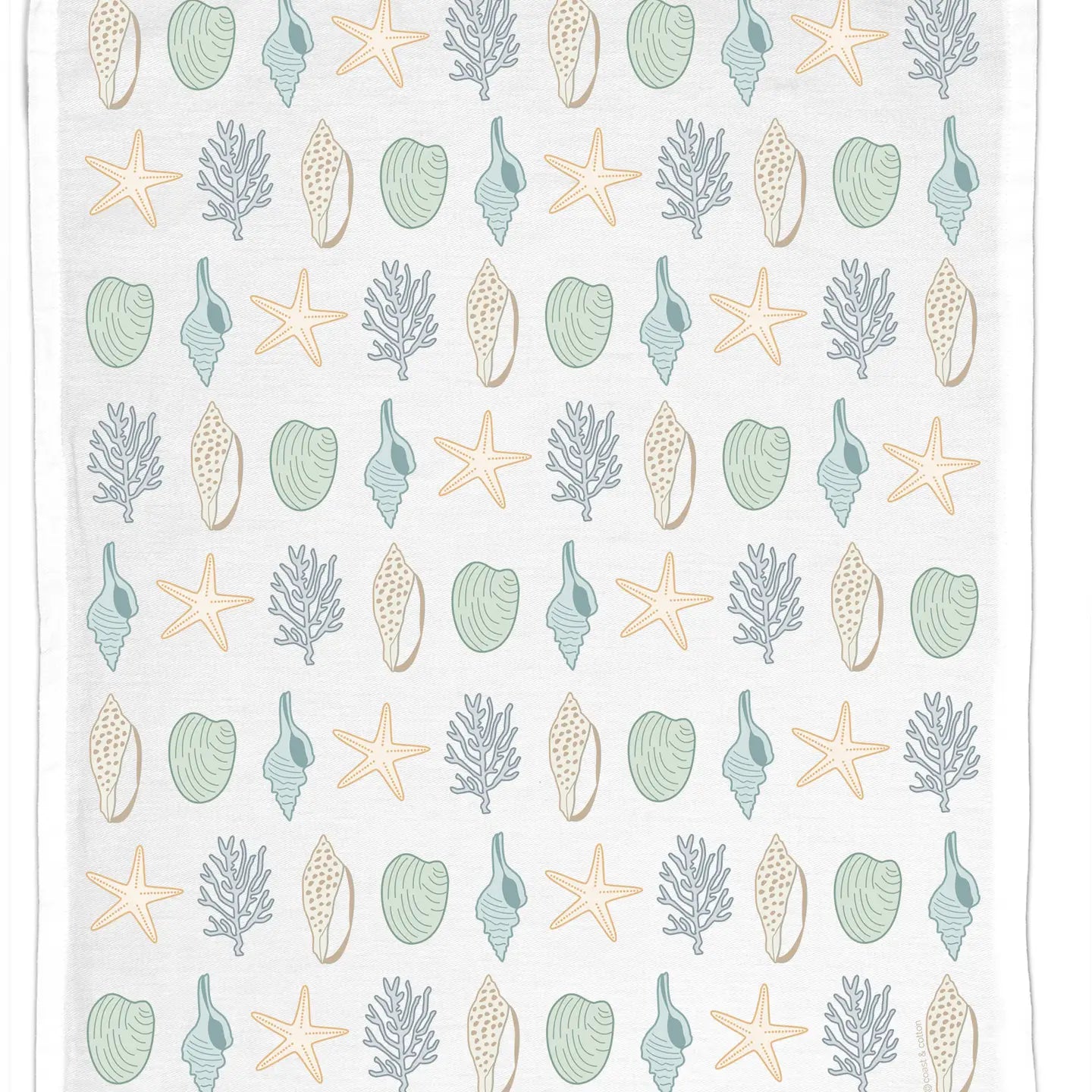 Shells & Coral, Organic Cotton Tea Towel