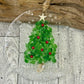 Coastal Christmas Ornament-Green Glass Tree with Berries