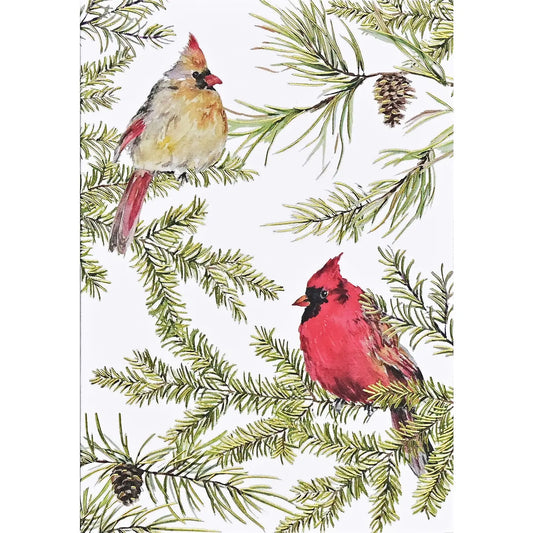 Cardinals in Evergreen Small Boxed Holiday Cards