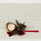 6.5" Long Gold Sleigh Bell with pine and Burgundy Bow