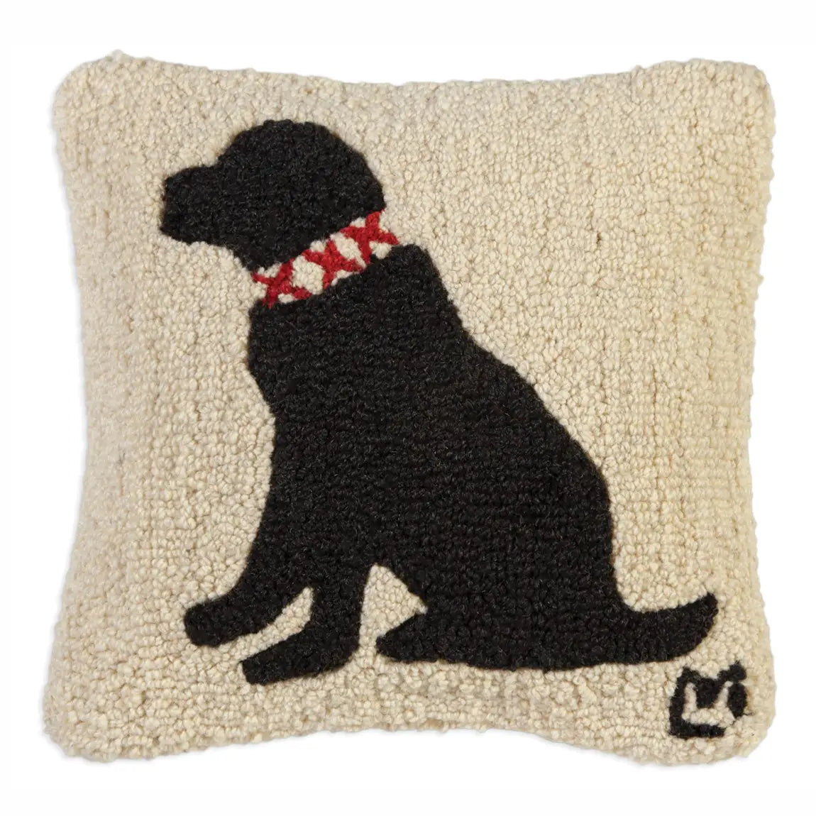 Duke Black Lab Hand Hooked Throw/Decor Pillow