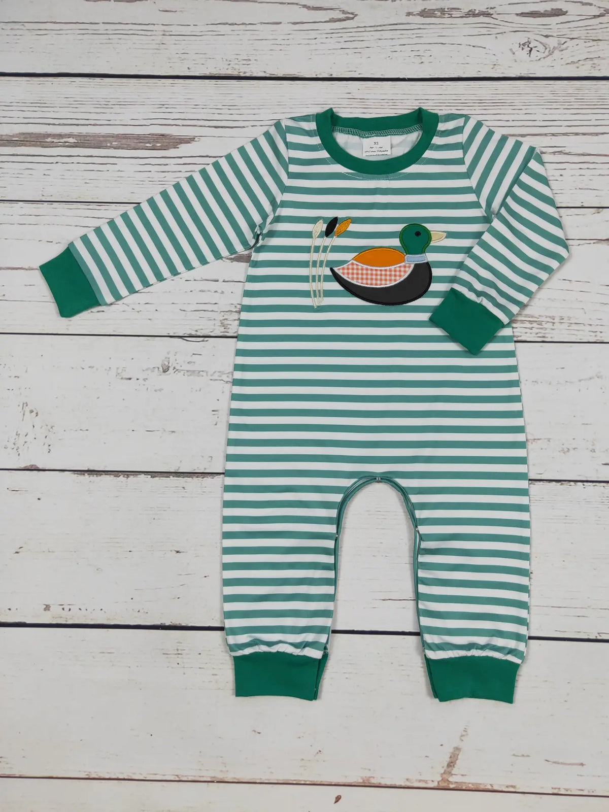 Baby Green Duck Applique Romper