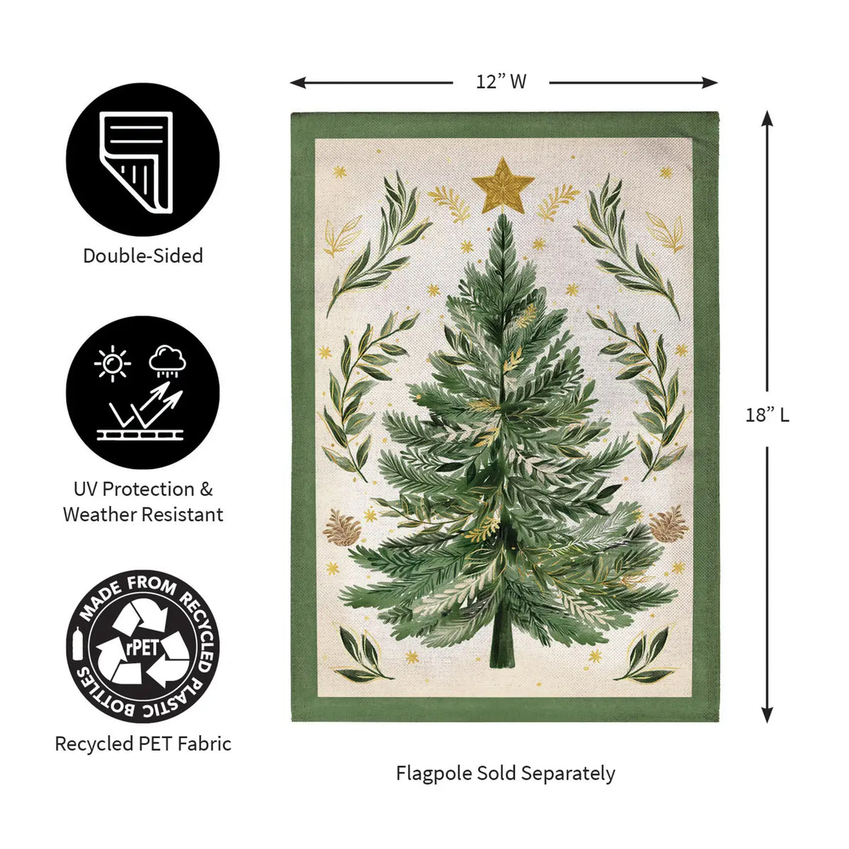 Christmas Tree with Acorn Burlap House Flag