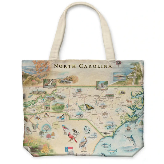 NC State Map Canvas Tote Bag