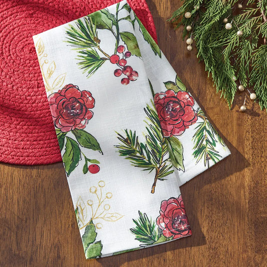 Christmas Camellia Dishtowel