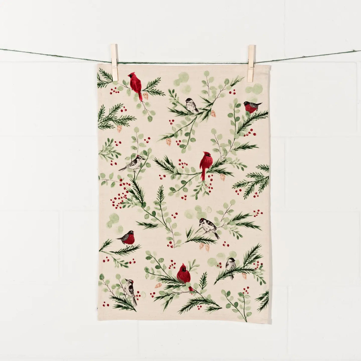 Forest Birds Christmas Dishtowel