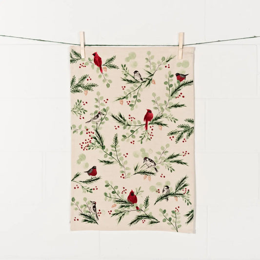 Forest Birds Christmas Dishtowel