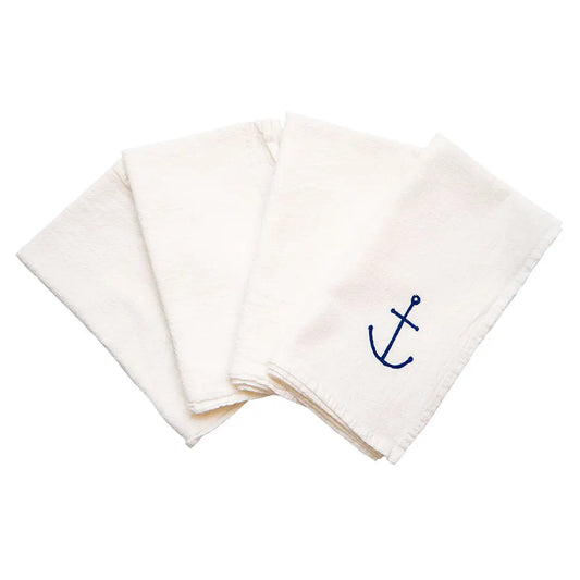 Tiny Anchor Cloth Napkins in White
