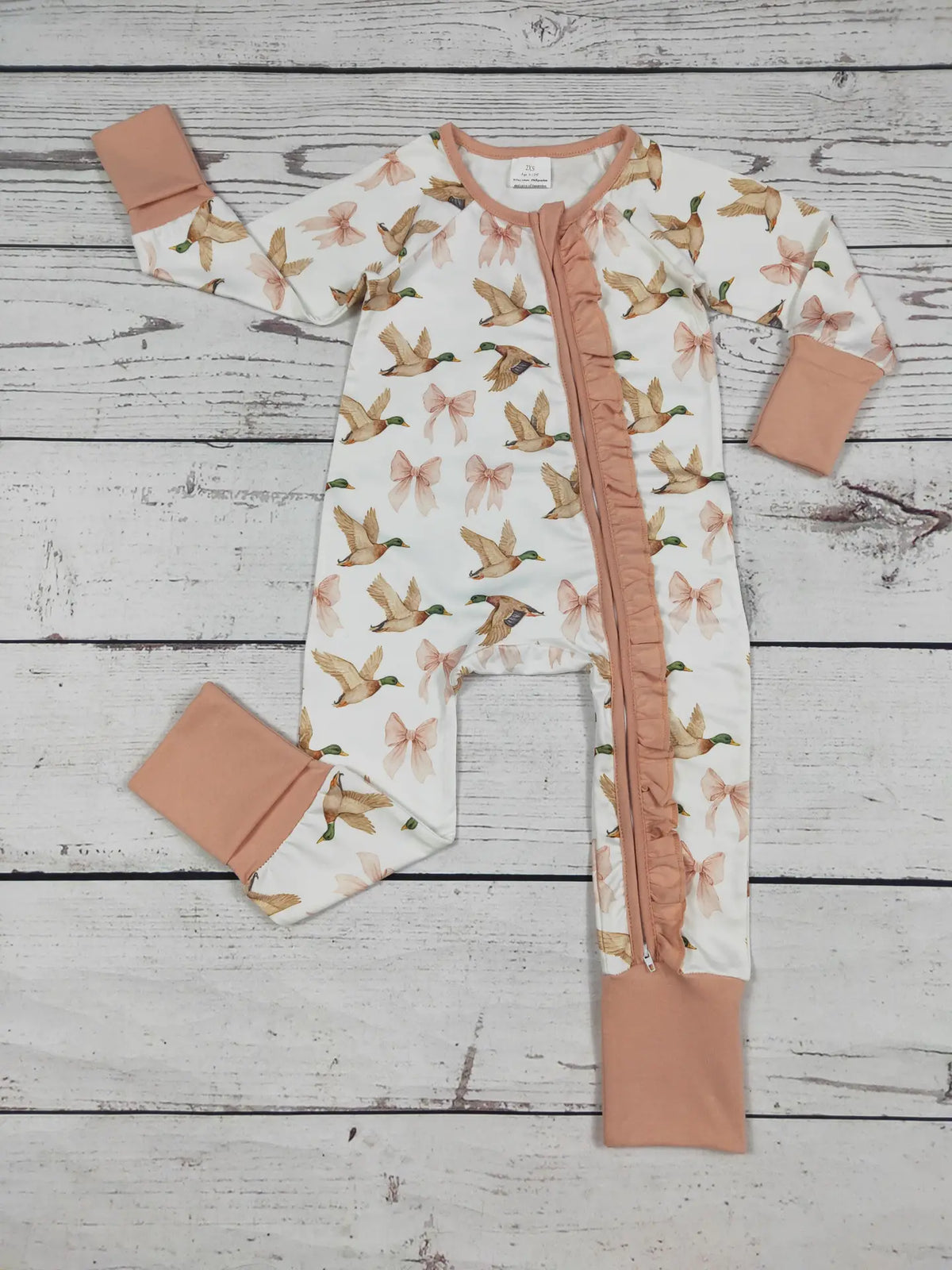 Baby Girl Duck Printed Zipper Sleeper