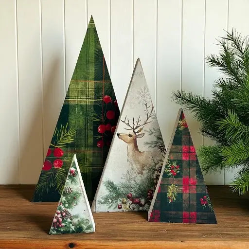 Farmhouse Wood Christmas Trees Flannel Christmas 2025