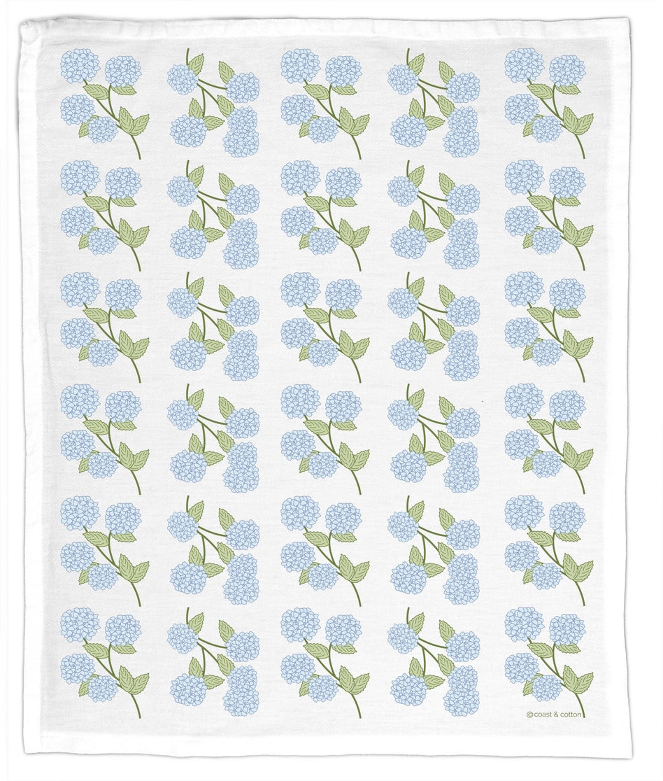 Hydrangeas, Organic Cotton Tea Towel