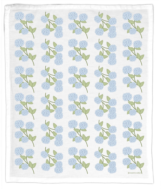 Hydrangeas, Organic Cotton Tea Towel