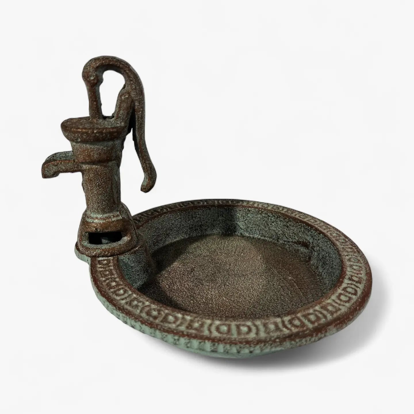 Water Pump Bird Bath, Rustic Cast Iron
